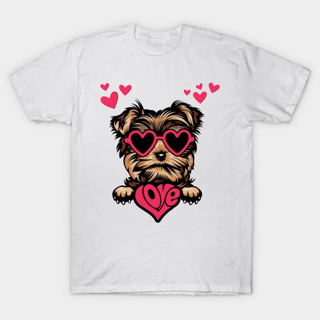 Funny Yorkie Dog Valentine's Day Dog Mom T-Shirt by Way Down South